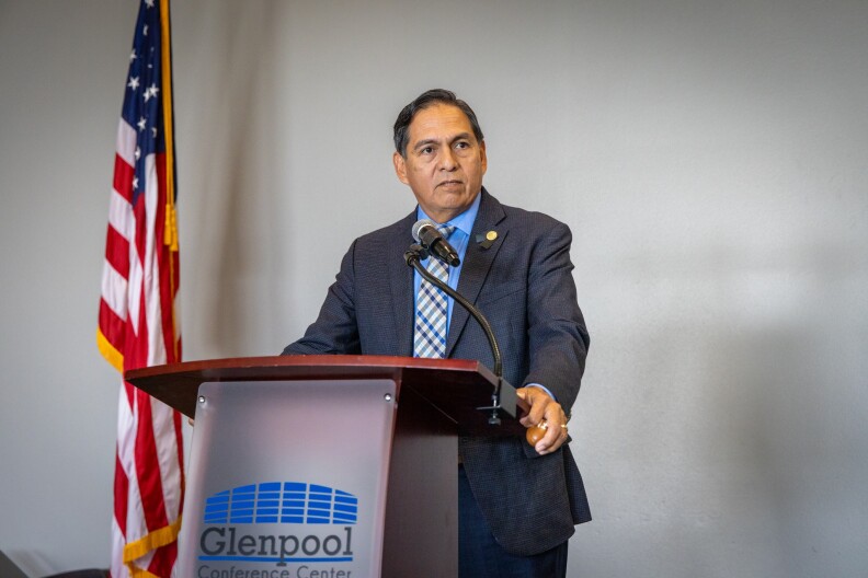 Principal Chief David Hill speaks at the Muscogee Creek Nation Department of Health's 17th Annual Diabetes Summit in September 2023.